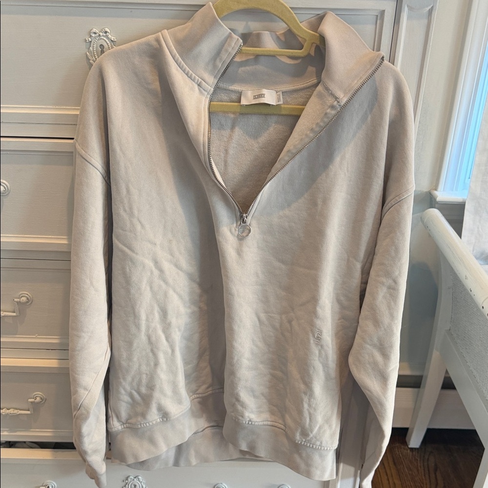 Men's Half-Zip Pullover Sweatshirt - Light Beige